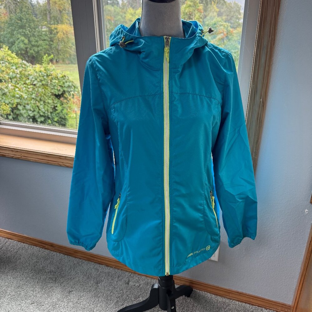 FREE COUNTRY Hooded Lightweight Jacket - Size M - blue & green - like new
